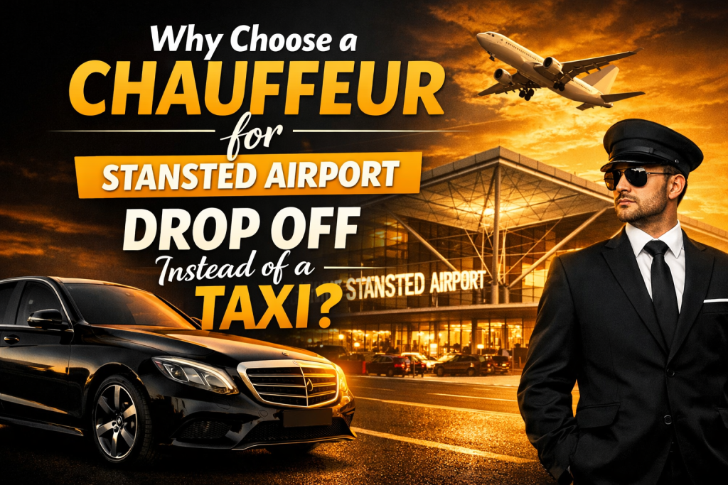 Chauffeur service for Stansted Airport drop off with luxury car