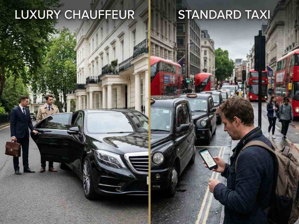 Comparison between personal chauffeur service and taxis in the UK