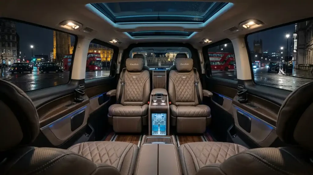 Luxury chauffeur company London fleet interior — ExecRide Mercedes V-Class