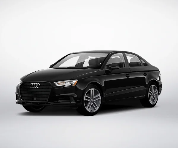 Compact Audi A3 luxury saloon for professional chauffeur driven city travel.